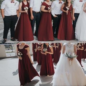 Wine red convertible maxi dress EUC